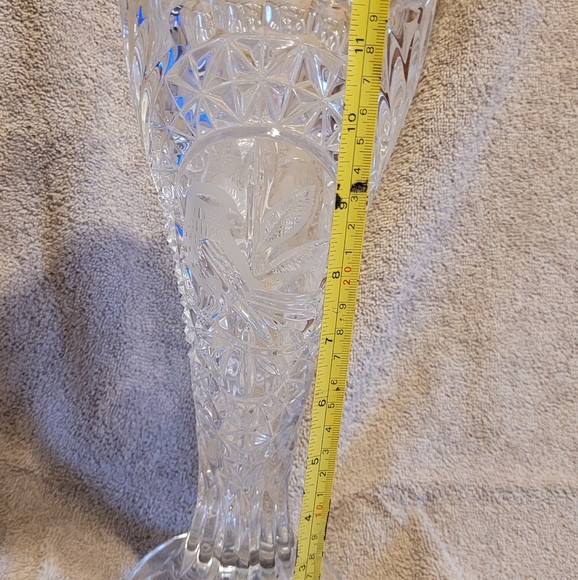 VTG W. Germany ECHT BLEIKRISTALL Hofbauer Byrde Pattern Crystal~Large Vase - Picture 2 of 3